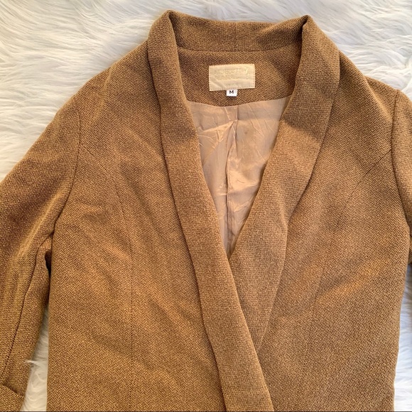 Alberto Makali Camel Open Front Drape Blazer - Picture 4 of 12